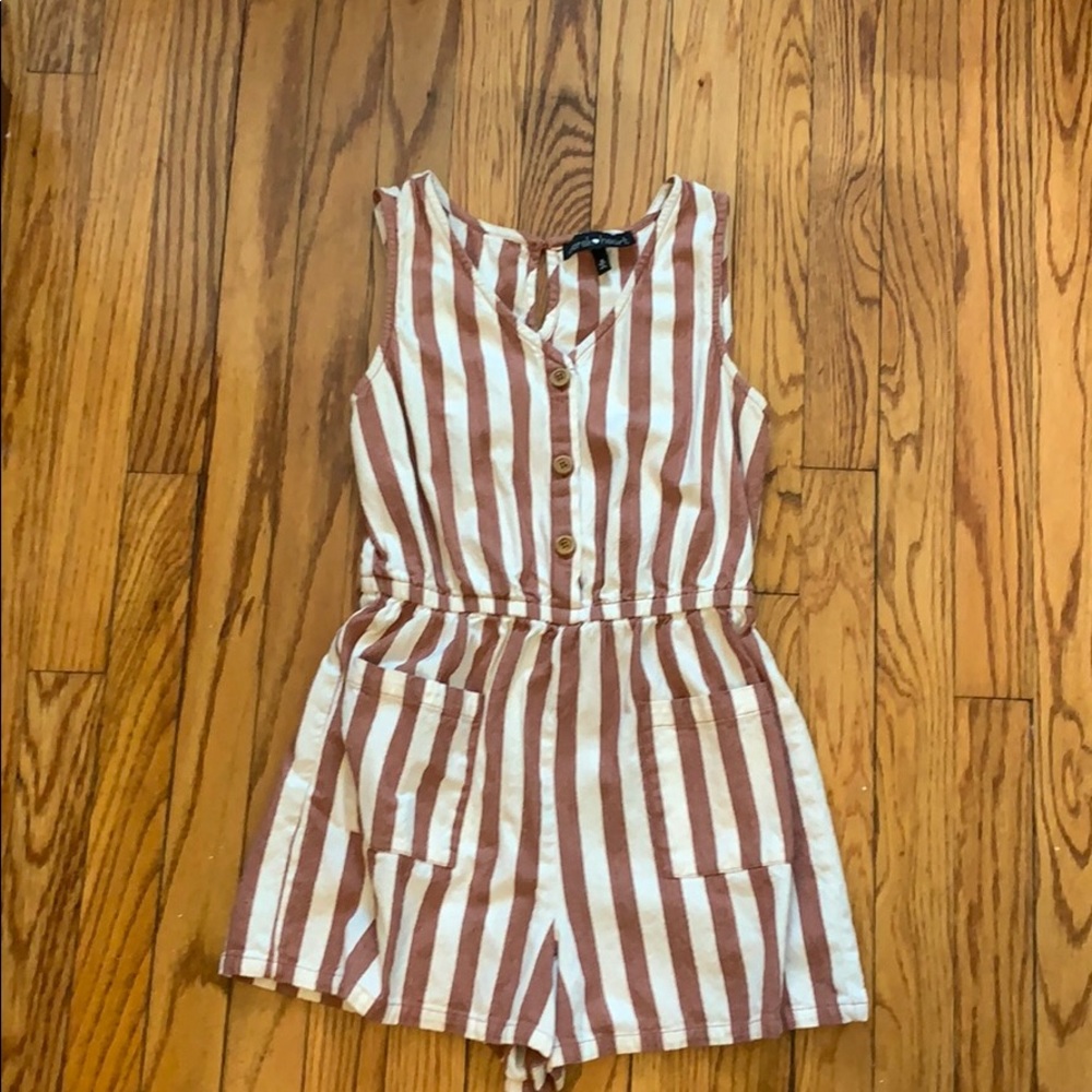 Red and White Striped Romper